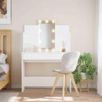 Kaptafel met LED-verlichting 96x40x142 cm wit, Verzenden, Nieuw, Glas