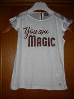 Wit t-shirt korte mouw met glitter brons tekst, 146-152, Bak, Enfants & Bébés, Enlèvement ou Envoi, Chemise ou À manches longues