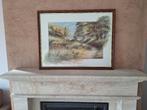 Groot houten kader met poster/print van een landschap, Antiek en Kunst, Ophalen