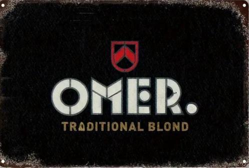 Reclamebord vintage Omer blond - mancave poolhouse nieuw, Verzamelen, Biermerken, Zo goed als nieuw, Reclamebord, Plaat of Schild