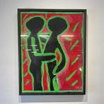 Vintage pop art kader / schilderij stijl Keith Haring, Antiek en Kunst, Ophalen of Verzenden