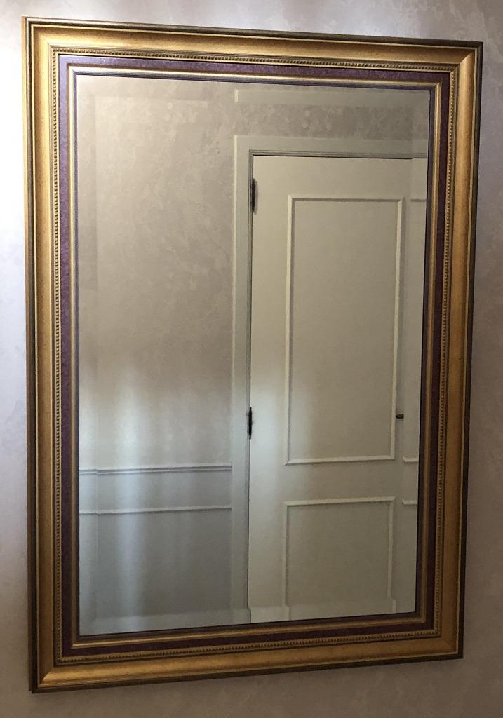 Ingekaderde grote rechthoekige spiegel, Huis en Inrichting, Woonaccessoires | Spiegels, Zo goed als nieuw, 50 tot 75 cm, 100 tot 150 cm