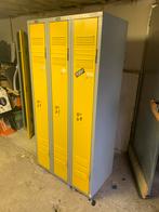 Metalen lockerkasten 3 deuren geel/grijs 90x50x180, Gebruikt