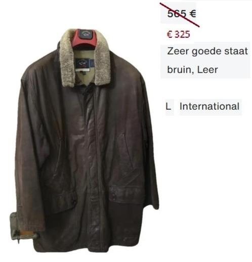 Paul & Shark lederen parka met wollen kraag (afneembaar), Kleding | Heren, Jassen | Winter, Gedragen, Maat 52/54 (L), Bruin, Ophalen of Verzenden