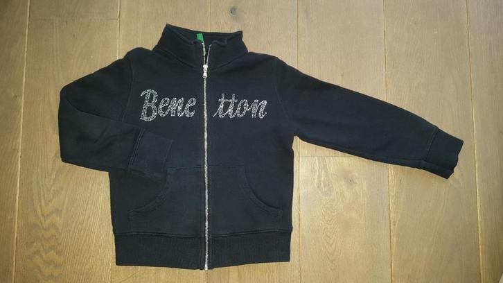 Zwarte vest met rits en glitter  van Benetton in maat 116 /, Kinderen en Baby's, Kinderkleding | Maat 116, Zo goed als nieuw, Meisje