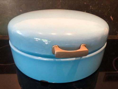 vintage retro broodtrommel of taarttrommel emaille BLUE, Antiek en Kunst, Curiosa en Brocante, Ophalen of Verzenden