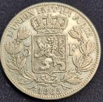 5 Francs 1865 Leopold 2, Argent, Enlèvement ou Envoi, Monnaie en vrac, Argent