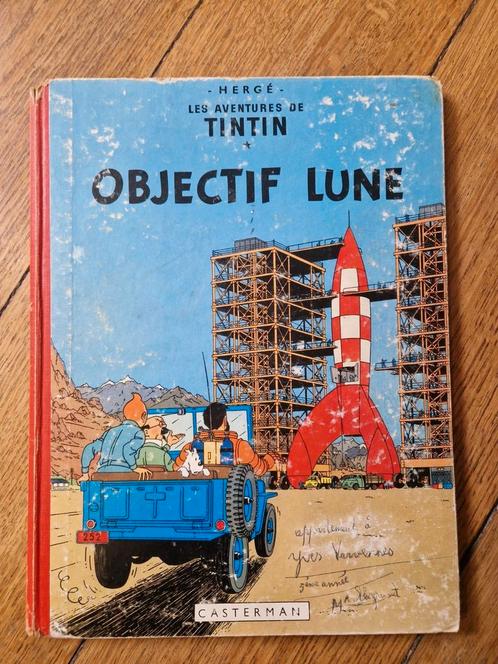 Bd ancien tintin objectif lune, Boeken, Stripverhalen, Gelezen, Ophalen of Verzenden