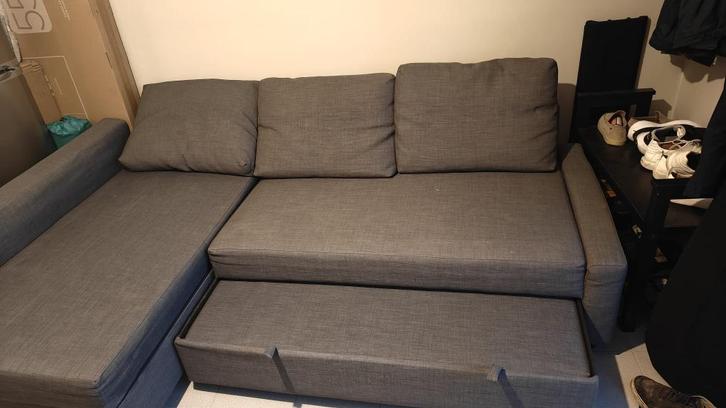 Grijze hoekzetel "Friheten" IKEA, Huis en Inrichting, Zetels | Complete zithoeken, Zo goed als nieuw, Hout, Stof, Ophalen