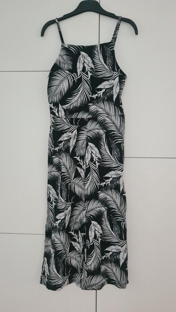 Zwart jumpsuit met witte print H&M, maat 152, Kinderen en Baby's, Kinderkleding | Maat 152, Gebruikt, Meisje, Overige typen, Ophalen of Verzenden