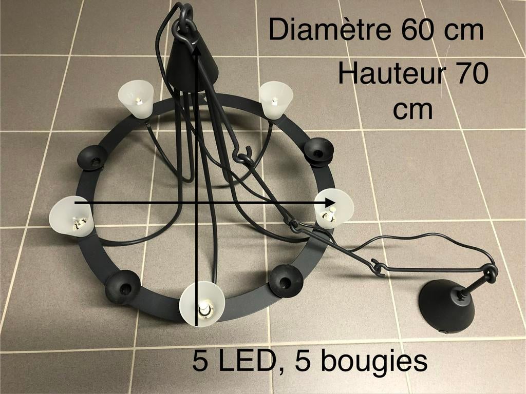 Lustre Ikea LED+ bougies, Enlèvement, Neuf, Métal, Vintage