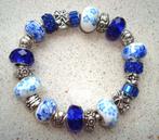 Armband Delfts Blauw met molens PSE069a, Nieuw, Elastiek, Met strass, Verzenden
