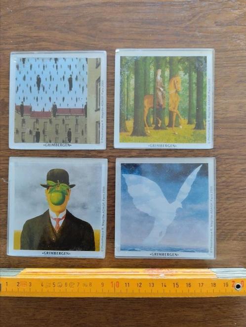 4 glazen onderzetters van Margritte, Grimbergen collection ., Huis en Inrichting, Woonaccessoires | Onderzetters, Zo goed als nieuw