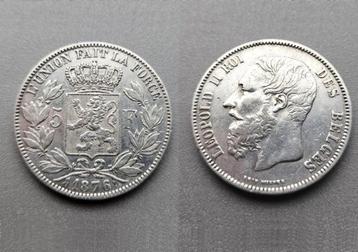 ZILVEREN MUNT 5 FRANCS LEOPOLD II 1876 beschikbaar voor biedingen