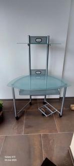 Bureau PC alu / verre, Ophalen, Gebruikt, Glas
