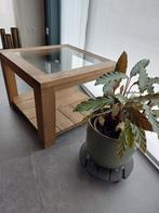 Glazen bijzettafel, Vierkant, 55 tot 75 cm, Zo goed als nieuw, Hout