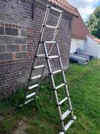 Telescopische dubbele ladder.. Inschuifbaar aantal treden 7., Doe-het-zelf en Bouw, Ladders en Trappen, Ophalen, Gebruikt, Ladder