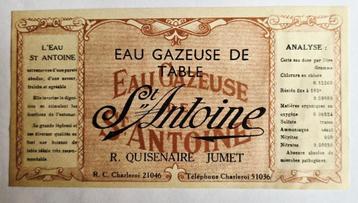 Eau Gazeuse St Antoine Jumet Etiquette Mineral Water Label61 beschikbaar voor biedingen