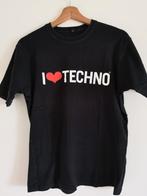 Zwart t-shirt I LOVE TECHNO maat L, Kleding | Heren, T-shirts, Maat 52/54 (L), Gedragen, Ophalen of Verzenden, Zwart