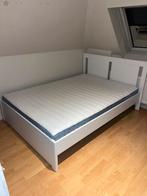 Lit ikea + sommier + matelas, Ophalen, Wit, Tweepersoons, 140 cm