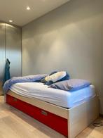 Bed met nachtkastje (zonder matras), Huis en Inrichting, Slaapkamer | Bedden, Beige, 90 cm, Gebruikt, Eenpersoons
