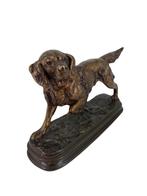 Dubucand bronzen jachthond met bruine en gouden patina, Antiek en Kunst, Antiek | Brons en Koper, Ophalen of Verzenden, Brons
