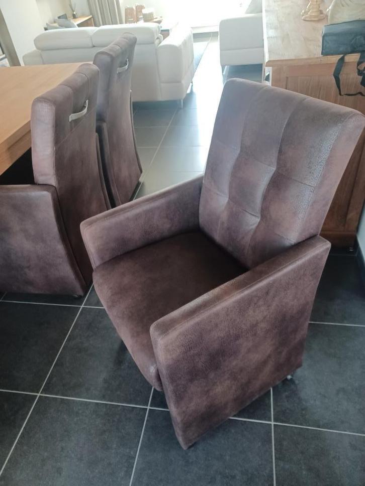 6 eetkamerstoelen met leuning perfecte staat, Huis en Inrichting, Stoelen, Zo goed als nieuw, Vijf, Zes of meer stoelen, Stof