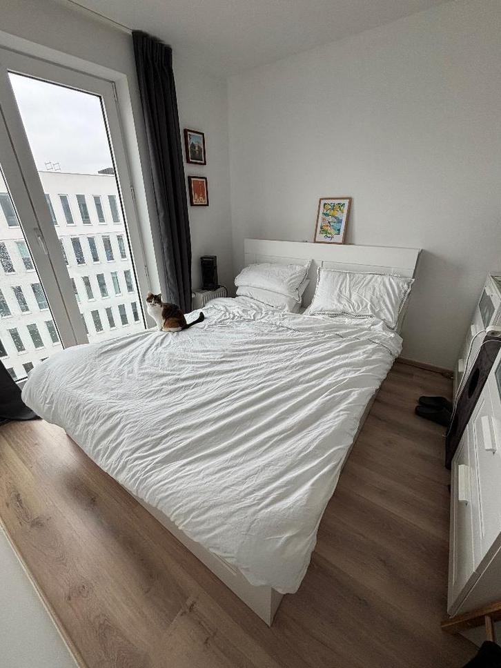 Lit avec tête de lit 160x200 cm, Maison & Meubles, Chambre à coucher | Lits, Comme neuf, Deux personnes, 160 cm, 200 cm, Bois