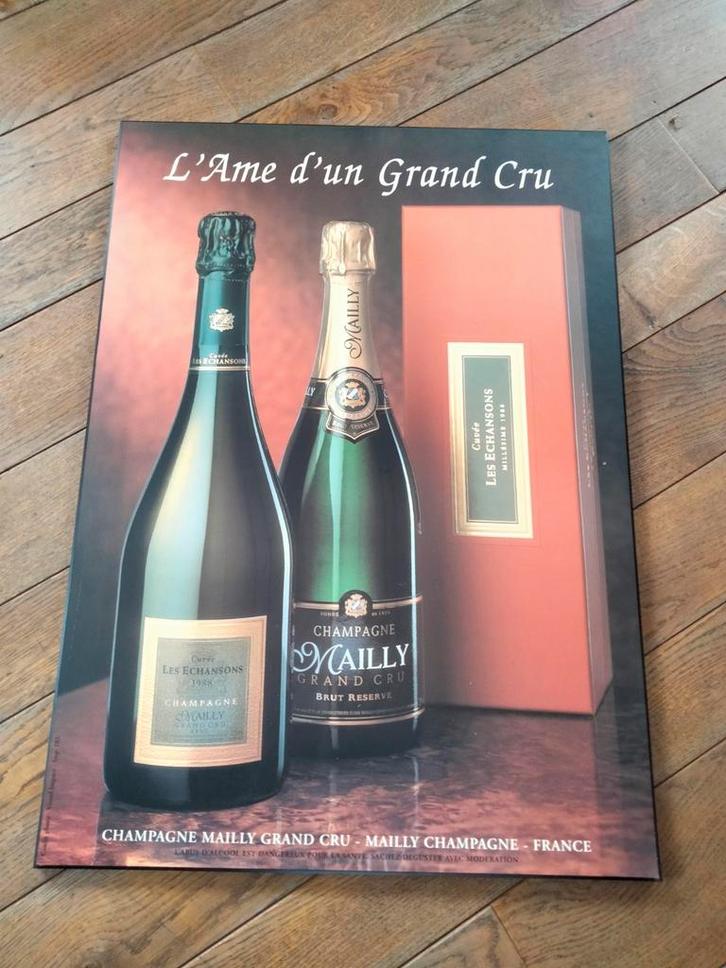 Mailly champagne houten reclame (imitatiehout) van 50X70, Verzamelen, Biermerken, Zo goed als nieuw, Ophalen of Verzenden