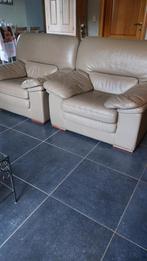 Salon en cuir beige (1x3 places et 2x1 place), Enlèvement, Utilisé, Cuir, Contemporain
