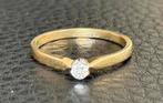 Solitaire gouden ring met natuurlijke diamant! maat 17,5mm, Bijoux, Sacs & Beauté, Bagues, Or, 17 à 18, Jaune, Enlèvement ou Envoi