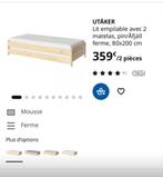 ️ Lit IKEA UTÅKER + 2 matelas – NEUF jamais ouvert, Maison & Meubles, Neuf, Autres couleurs, 200 cm, Bois