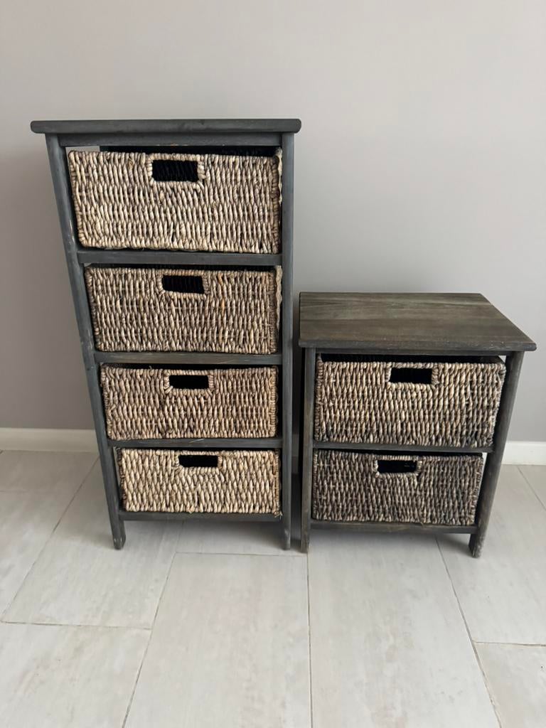 Rieten kasrjes, Huis en Inrichting, Ophalen, 50 tot 100 cm, Zo goed als nieuw, 3 of 4 laden