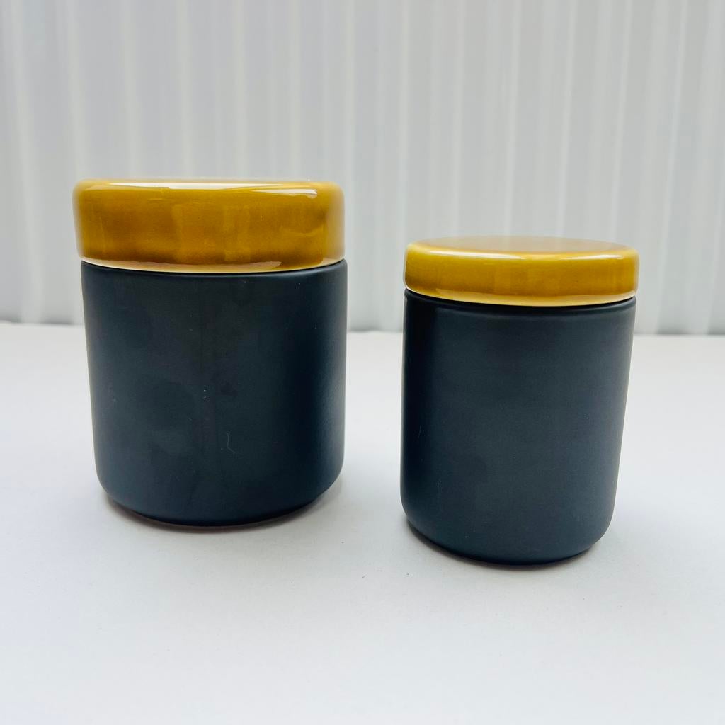 2 kleine vintage potjes met deksel Melitta Kopenhagen, Antiek en Kunst, Antiek | Servies los, Ophalen of Verzenden