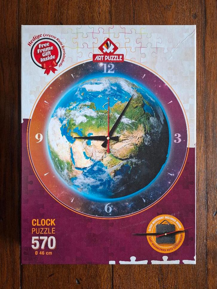 De aarde - klokpuzzel van het merk Art voor 10 euro € 10,00, Hobby en Vrije tijd, Denksport en Puzzels, Zo goed als nieuw, Legpuzzel