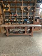 Antieke houten schrijnwerkerswerkbank met 2 schuifladen, Antiek en Kunst, Antiek | Meubels | Tafels, Ophalen