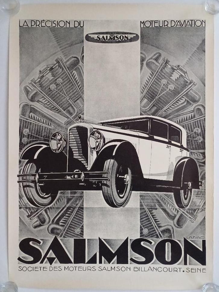 5 affiches oldtimers : BERLIET NASH SALMSON PANHARD SOLEX, Verzamelen, Automerken, Motoren en Formule 1, Zo goed als nieuw, Auto's