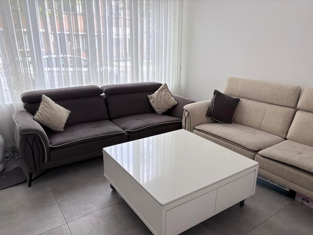 Zetelbed 2x en fateulle +6 zelfde kleur stoelen 4 kussens, Huis en Inrichting, Ophalen, Zo goed als nieuw, Stof