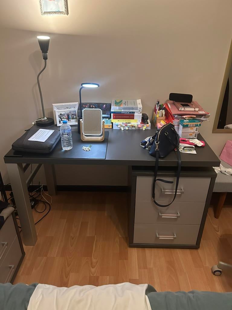 Bureau + chaise de bureau moderne pour étudiant, Maison & Meubles, Moderne, Enlèvement, Comme neuf, Beige