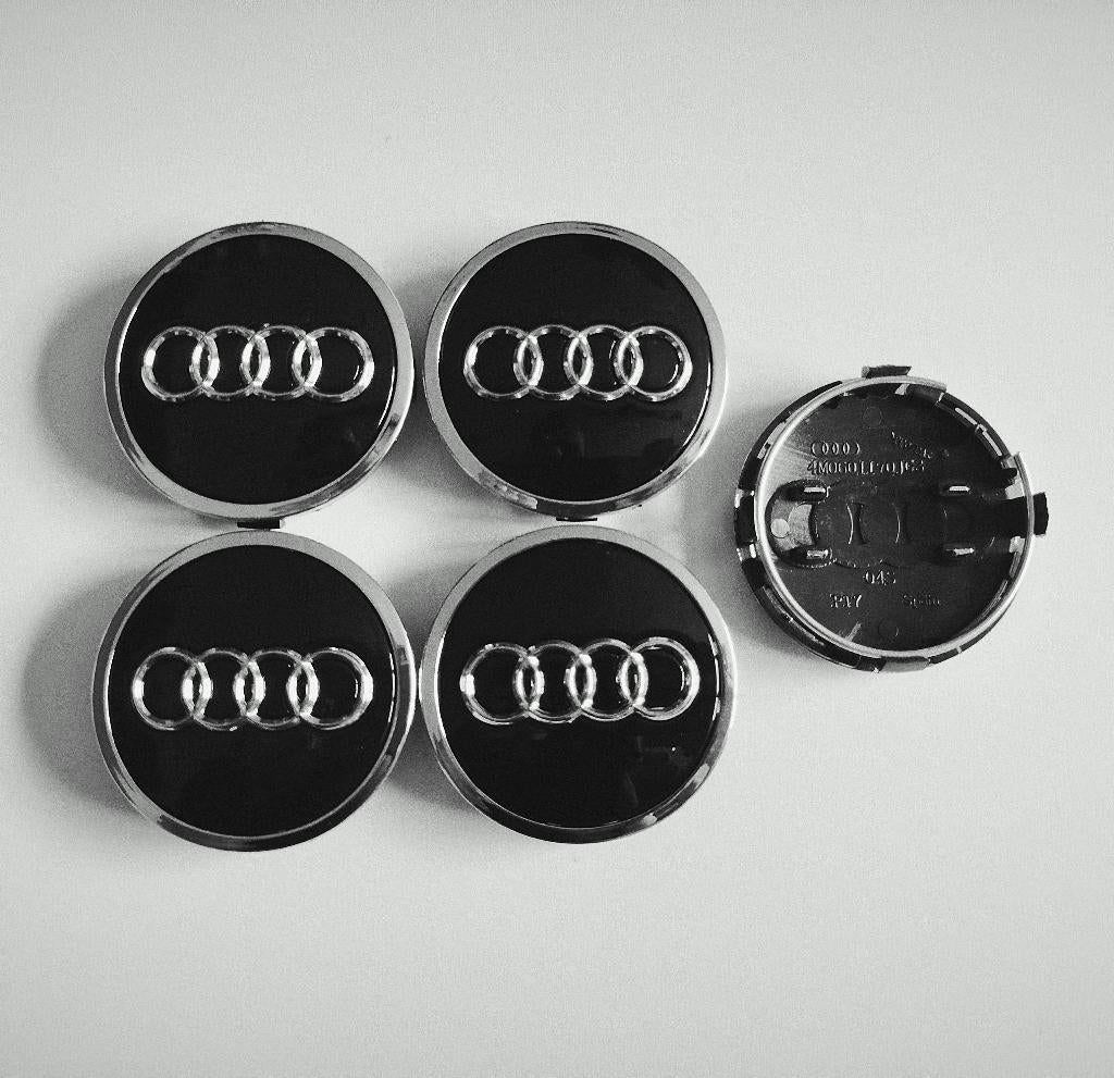 Lot 4 caches moyeux AUDI logos noir brillant centre de roue, Enlèvement ou Envoi, Neuf