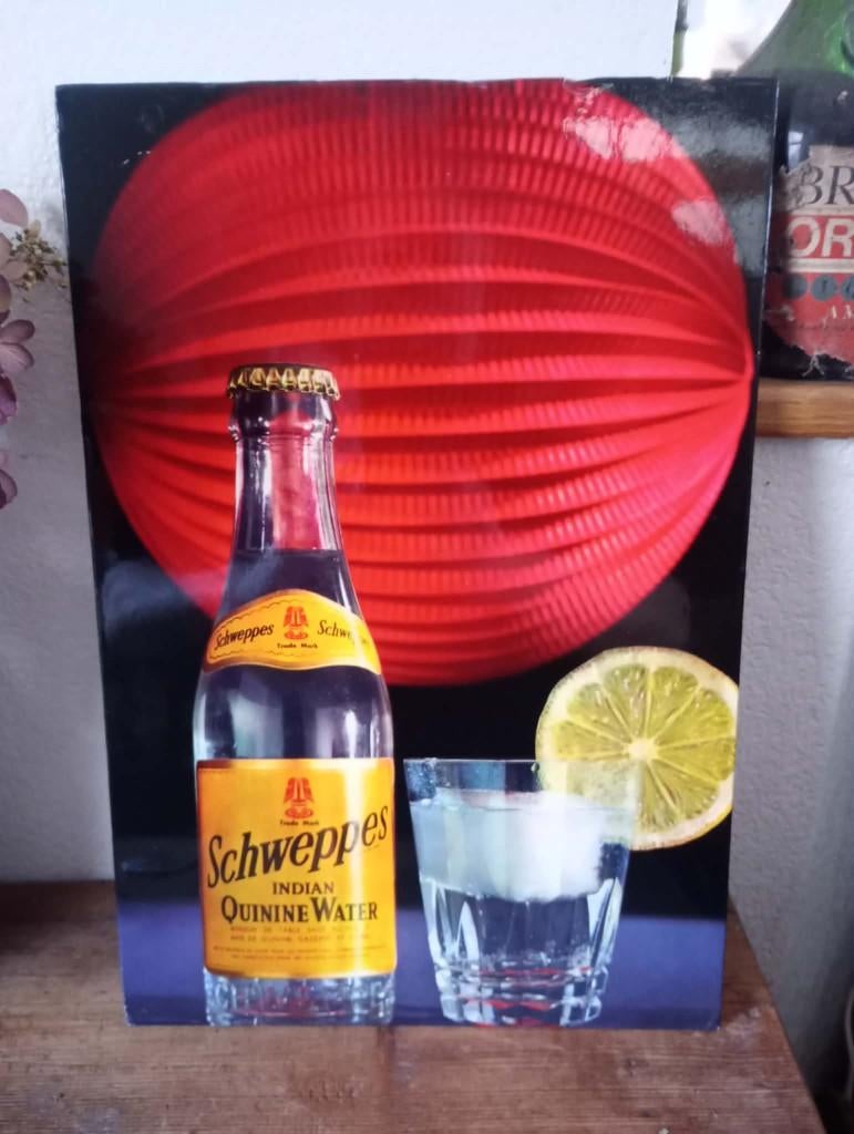 Ancienne pub Schweppes Tonic 1966, Collections, Marques & Objets publicitaires, Enlèvement ou Envoi, Comme neuf, Panneau publicitaire