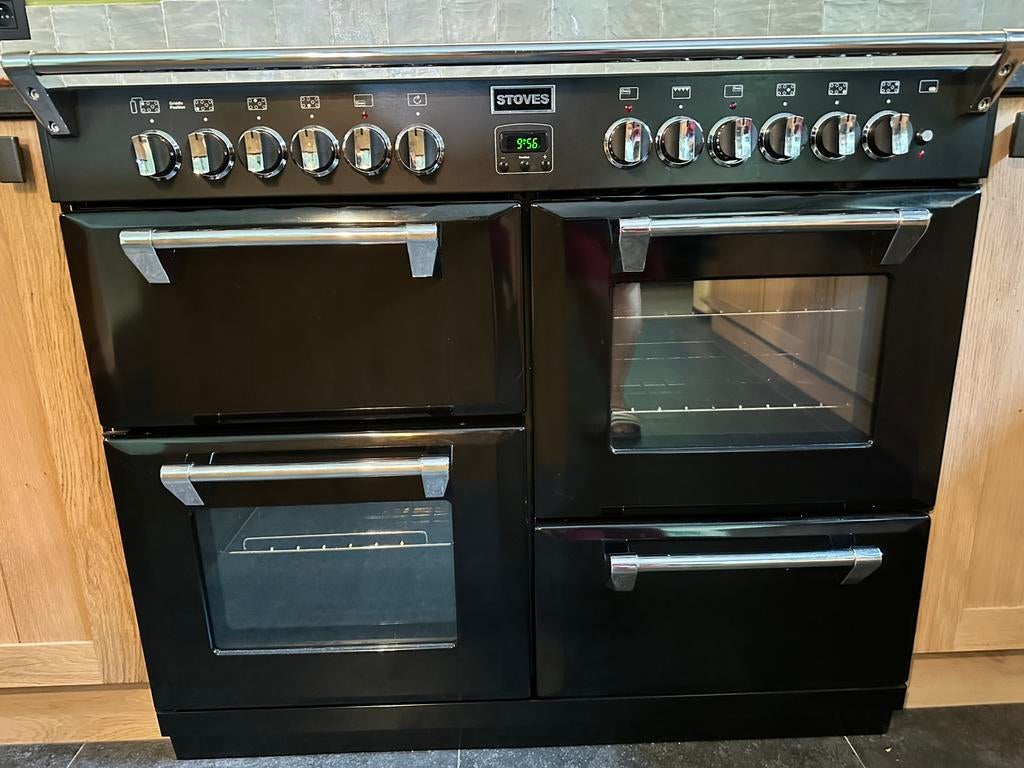 Gasfornuis 7 Pitten, 3 ovens en warmhoudschuif, Ophalen, Gebruikt, Warmhoudplaat, 60 cm of meer