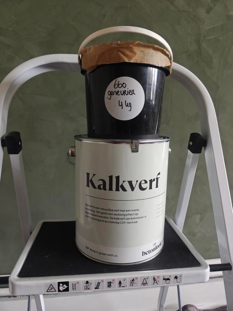 4kg Kalkverf betonlook (groen), Doe-het-zelf en Bouw, Verf, Beits en Lak, Ophalen, Groen