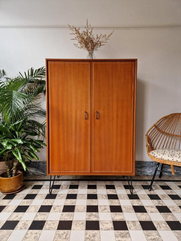 Vintage midcentury kast | boekenkast | kleerkast, Huis en Inrichting, Kasten | Kleerkasten, Gebruikt, 100 tot 150 cm, 50 tot 100 cm