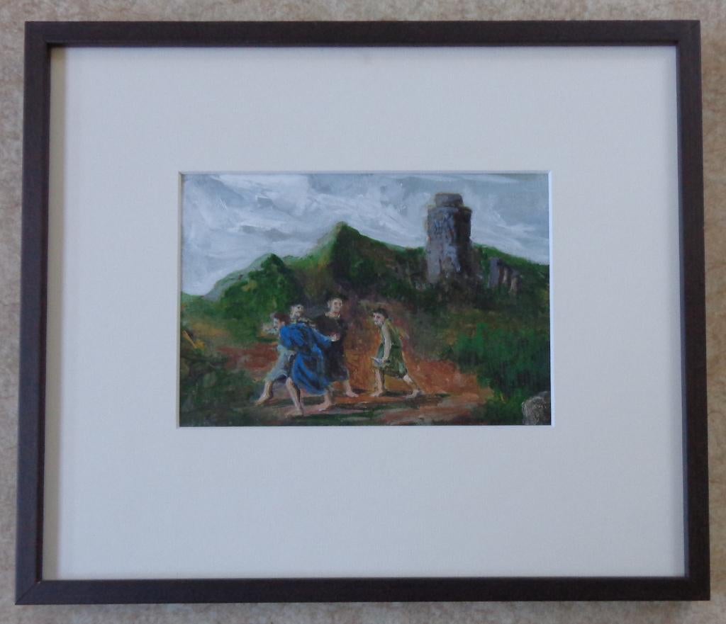 HUGO CANOILAS / LANDSCAPE / OLIEVERF PAPIER / 30x35cm KADER, Enlèvement ou Envoi