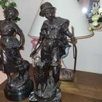 2 bronze beelden  50 cm getekent moreau, Antiek en Kunst, Ophalen