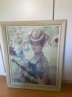 Schilderij dame die wacht met parasol, Antiek en Kunst, Ophalen