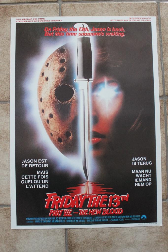 filmaffiche Friday The 13th: The New Blood 1988 filmposter, Collections, Posters & Affiches, Enlèvement ou Envoi, Rectangulaire vertical