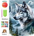 Diamond Painting winter wolf 50x40cm (vierkant steentjes), Verzenden, Nieuw, Knutselwerk
