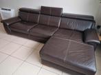 Lederen hoekzetel met longchair – bezorging bespreekbaar, Huis en Inrichting, Ophalen, Gebruikt